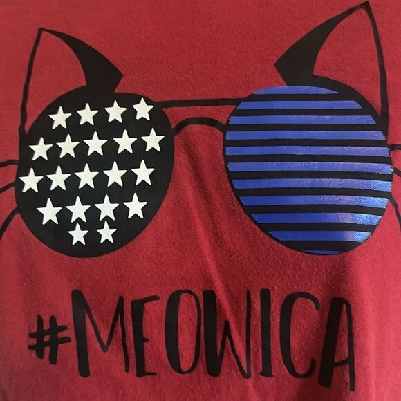 4th of July Independence Day Cat Meowica Shirt Tee Top T-Shirt Small S - Picture 3 of 3